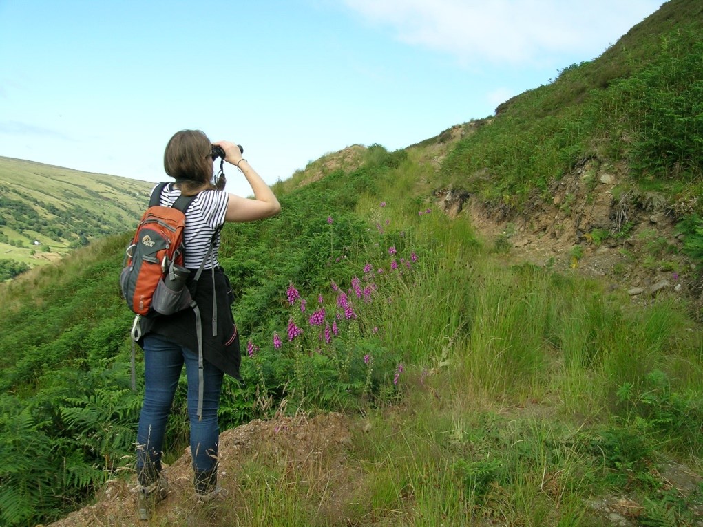 Emma exploring Ronan’s way in the Glens of Antrim. Photo credit: Jo Mulholland