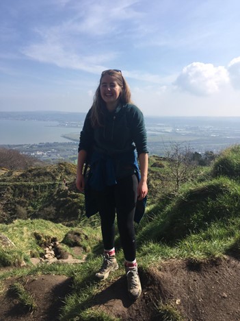 Emma on an adventure up Cave hill, probably looking for Kestrels and other exciting species. Photo Credit: Sarah Jane McQuillan