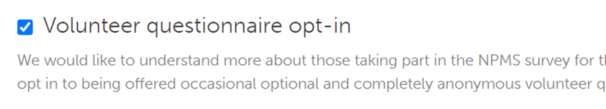 Check box to opt-in to volunteer questionnaires